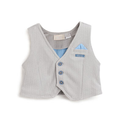 Boys Medium Grey Solid Waistcoat